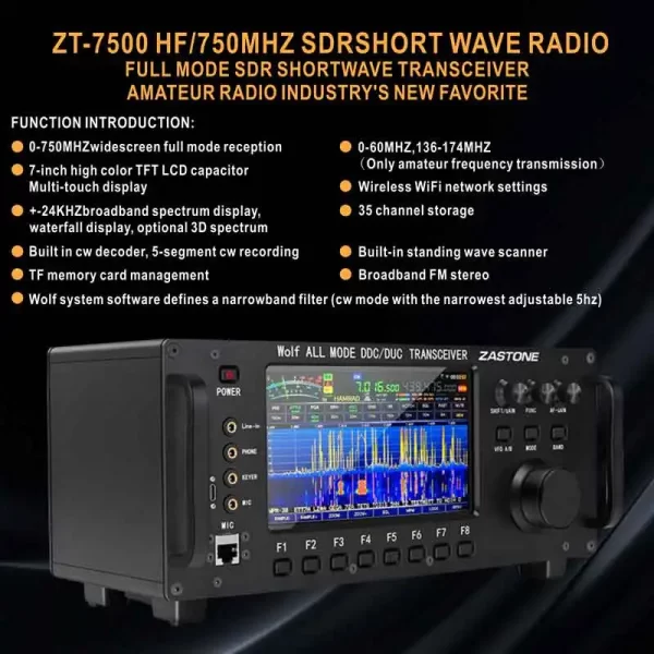 ZASTONE ZT7500 SDR Short Wave Transceiver Wolf DDC/DUC All Moded - Image 3