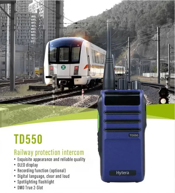 Hytera TD550 Analog/Digital Professional DMR Radio UHF 400-470 MHz DMO True 2-slot Railway Wireless Intercom - Image 4