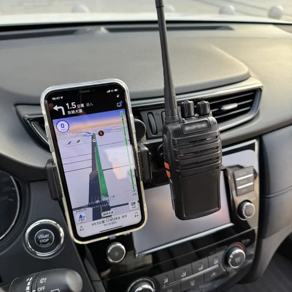 2 in1 Car Holder Walkie Talkie & Cellphones Bracket with Suction Cup Mount for Two Way Radio In-Dash Stand - Image 3