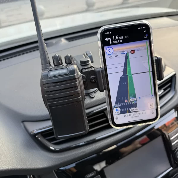 2 in1 Car Holder Walkie Talkie & Cellphones Bracket with Suction Cup Mount for Two Way Radio In-Dash Stand - Image 4