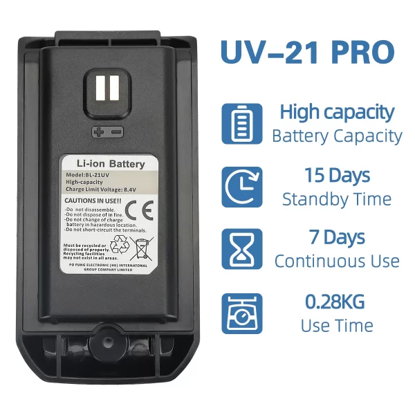 Baofeng UV-21 Pro High Capacity Original Li-ion Battery DC 8.4V typ-c charging for Baofeng UV21 Pro Portable Walkie Talkie - Image 2