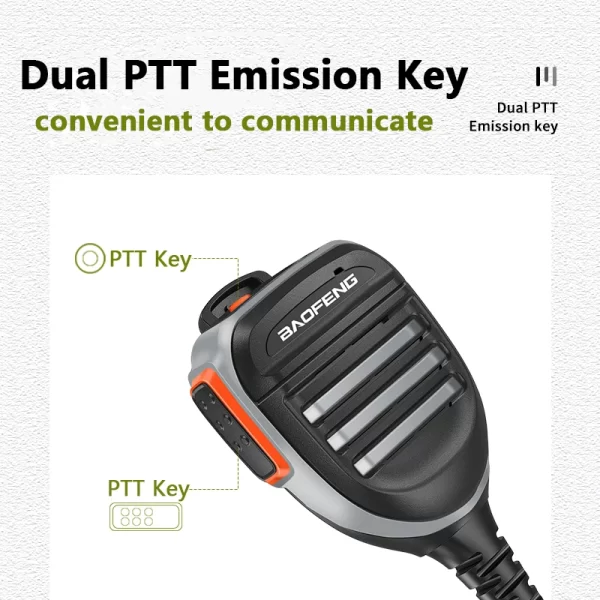 Baofeng Walkie Talkie Speaker Microphone Waterproof PTT Mic For UV5R UV-16 Pro UV-13 Plus Two Way Radio QuanSheng UV-K5(8) UV-K6 - Image 3