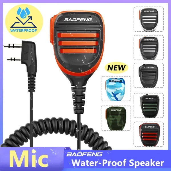 Baofeng Walkie Talkie Speaker Microphone Waterproof PTT Mic For UV5R UV-16 Pro UV-13 Plus Two Way Radio QuanSheng UV-K5(8) UV-K6