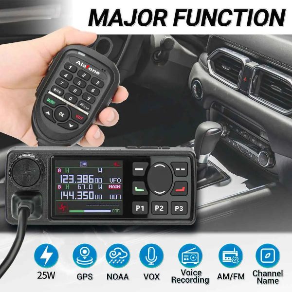 ALAFONE G550 Mobile Radio 25W 108-520MHz Full Band AM AIR Band 999 Channels Amateur GPS Radio Car Radio Station with Mic - Image 3