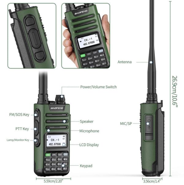 BAOFENG GM-15 Pro Dual Band Handheld Radio 30 GMRS 11 NoAA weather Channels 220 Scanner - Image 5