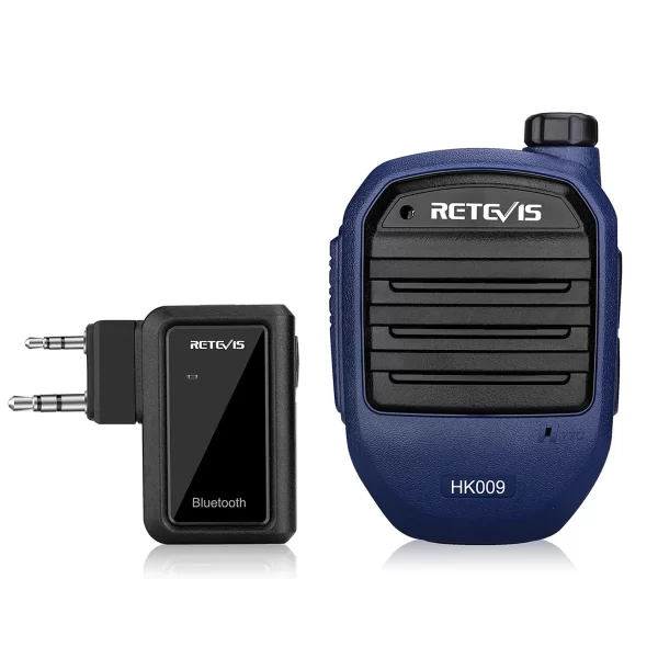Retevis HK009 Wireless Bluetooth Speaker Microphone with Adapter PTT For kenwood 2pin Ham Radios Baofeng UV5R etc