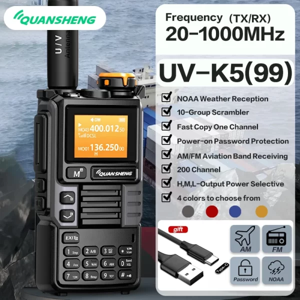 Quansheng UV-K6 Multiple Band Handheld Transceiver K5(99) Aviation Received NOAA Wireless Frequency Two Way Radio
