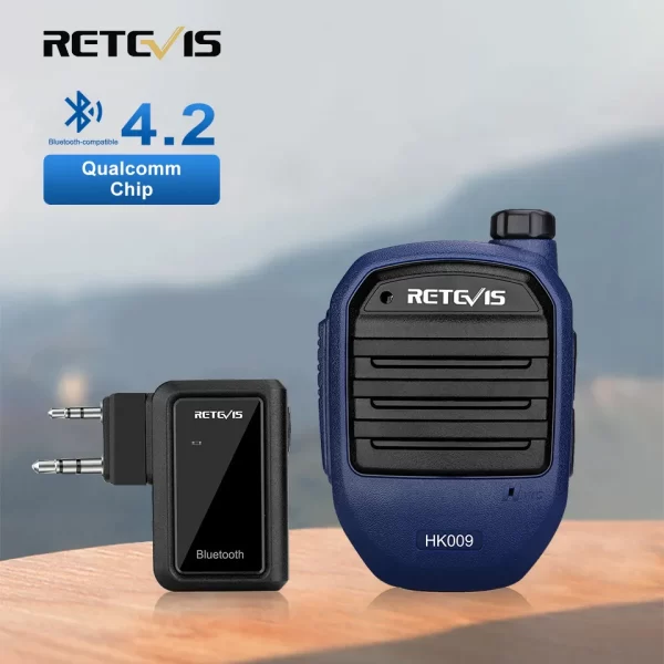 Retevis HK009 Wireless Bluetooth Speaker Microphone with Adapter PTT For kenwood 2pin Ham Radios Baofeng UV5R etc - Image 2