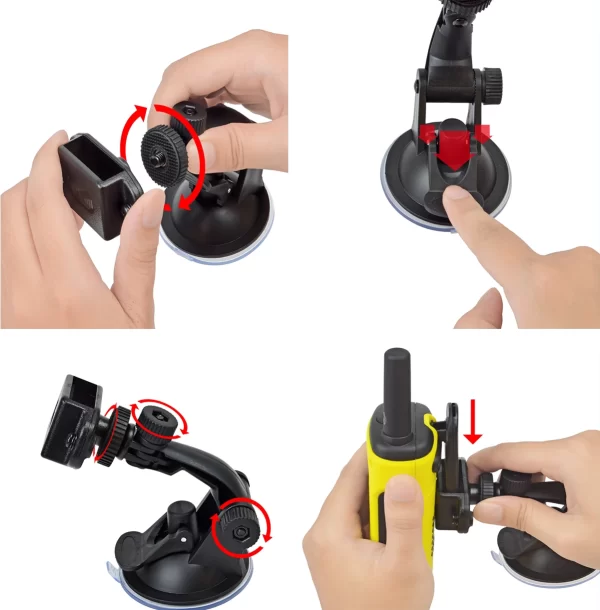 Handheld Radio Car Vacuum Suction Cup Vehicle Mount Holder Walkie Talkie Portable Adjustable Car Holder Bracket - Image 6