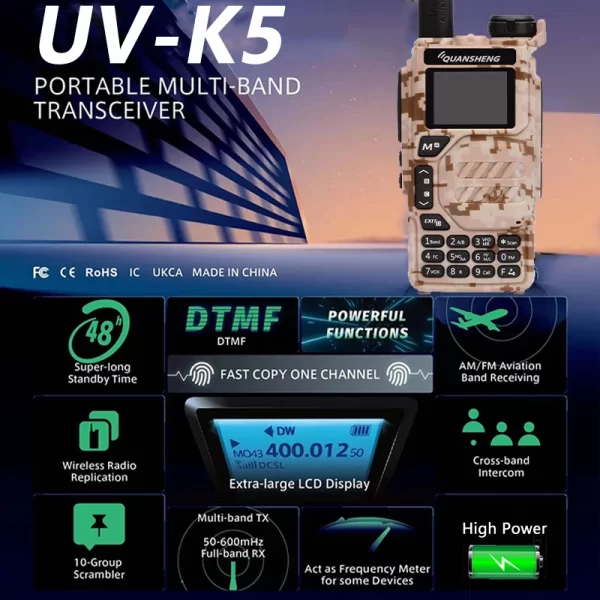 UV K5 Quansheng Walkie Talkie Portable Radio 50-600MHz AM FM Two Way Radio DTMF Wireless Long Range Ham Radio Receiver - Image 2
