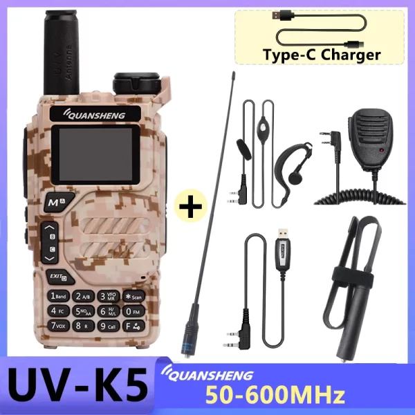 UV K5 Quansheng Walkie Talkie Portable Radio 50-600MHz AM FM Two Way Radio DTMF Wireless Long Range Ham Radio Receiver