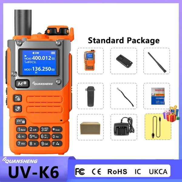 Orange UV K6 Quansheng Walkie Talkie 5W Air Band USB Type-C UHF VHF DTMF Wireless Frequency NOAA UV-K58 AM FM Ham Two Way Radio - Image 5