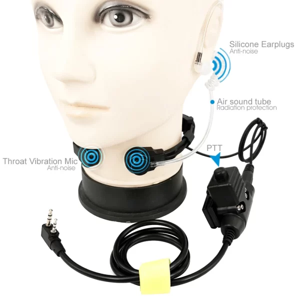 Walkie Talkie Microphone Heavy Duty U94 PTT Neck Throat Mic Earpiece Radio Nato Tactical Headset for Baofeng Kenwood HYT - Image 3