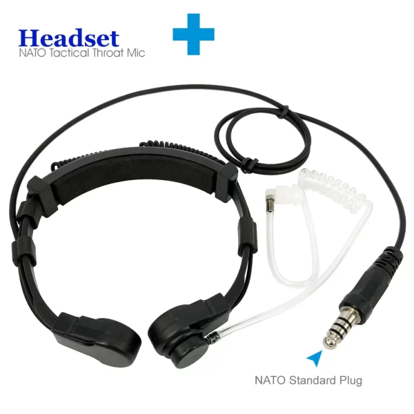 Walkie Talkie Microphone Heavy Duty U94 PTT Neck Throat Mic Earpiece Radio Nato Tactical Headset for Baofeng Kenwood HYT - Image 5