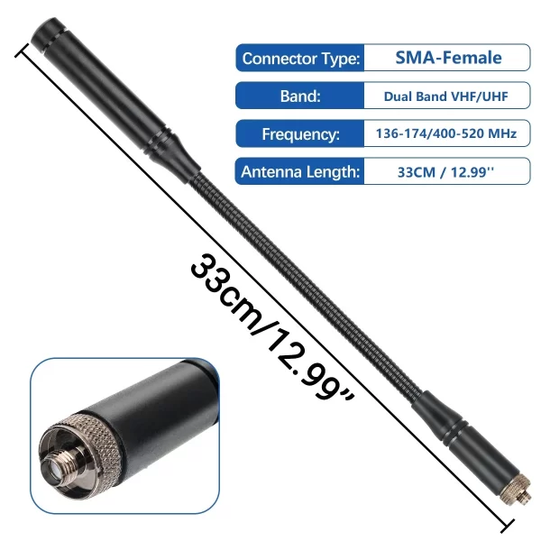 Baofeng UV-25 Gooseneck Tactical Antenna SMA-Female Dual Band VHF UHF Goose Tube Walkie Talkie UV-5R BF-25L Ham Two Way Radio - Image 2