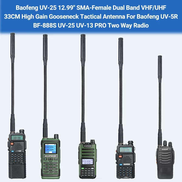 Baofeng UV-25 Gooseneck Tactical Antenna SMA-Female Dual Band VHF UHF Goose Tube Walkie Talkie UV-5R BF-25L Ham Two Way Radio - Image 5