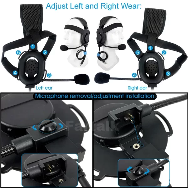 FT03 Tactical Headset U94 PTT for Baofeng BF-A58 UV-9R Plus BF-9700 GT-3WP UV-5S UV-XR Two way Radio Earphone - Image 5
