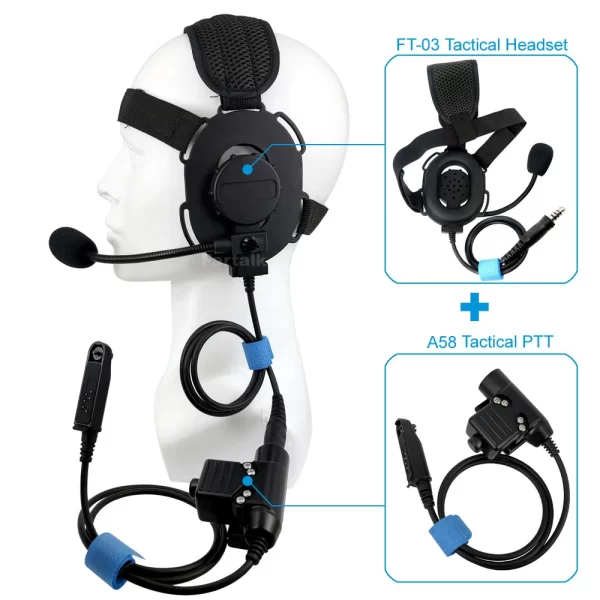 FT03 Tactical Headset U94 PTT for Baofeng BF-A58 UV-9R Plus BF-9700 GT-3WP UV-5S UV-XR Two way Radio Earphone