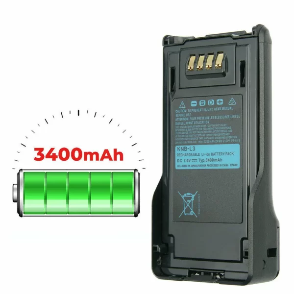 Walkie Talkie 3400mAh KNB-L3 Li-ion Replacement Battery For Kenwood NX-5200 NX-5300 NX-5400 TK-5230