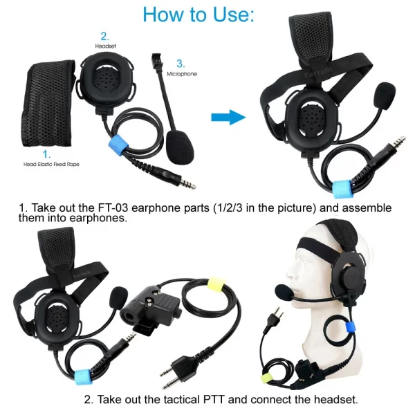 New Tactical PTT Headphone Mic for Midland Alan G6 G7 G8 LXT GXT GXT550 GXT650 LXT80 Radio Walkie Talkie FT-03 Earphone - Image 5