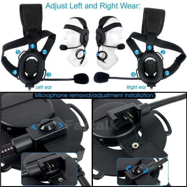 New Tactical PTT Headset Mic for YAESU Vertex VX-6R VX-7R VX6R VX7R FT-270 FT-270R VX-127 VX-170 Walkie Talkie FT-03 Headphone - Image 4