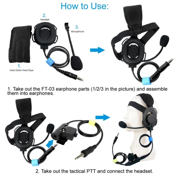 New Tactical PTT Headset Mic for YAESU Vertex VX-6R VX-7R VX6R VX7R FT-270 FT-270R VX-127 VX-170 Walkie Talkie FT-03 Headphone - Image 5