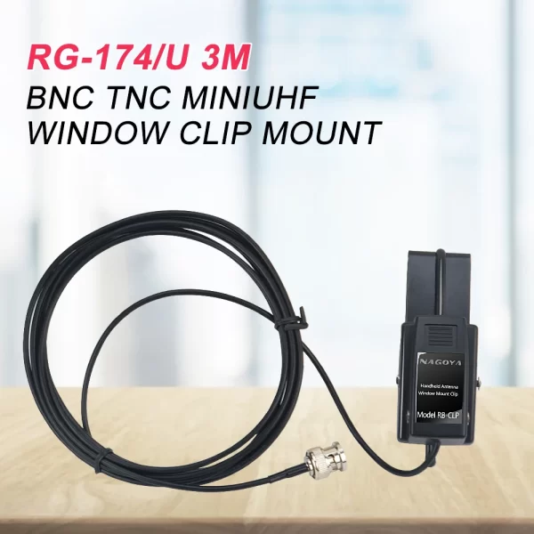 Nagoya RB-CLP Window Mount Clip RG-174/U 3m Cable for Handheld Two Way Radio - Image 2