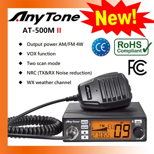 2024 NEW AnyTone AT-500M II VOX Mobile CB Radio