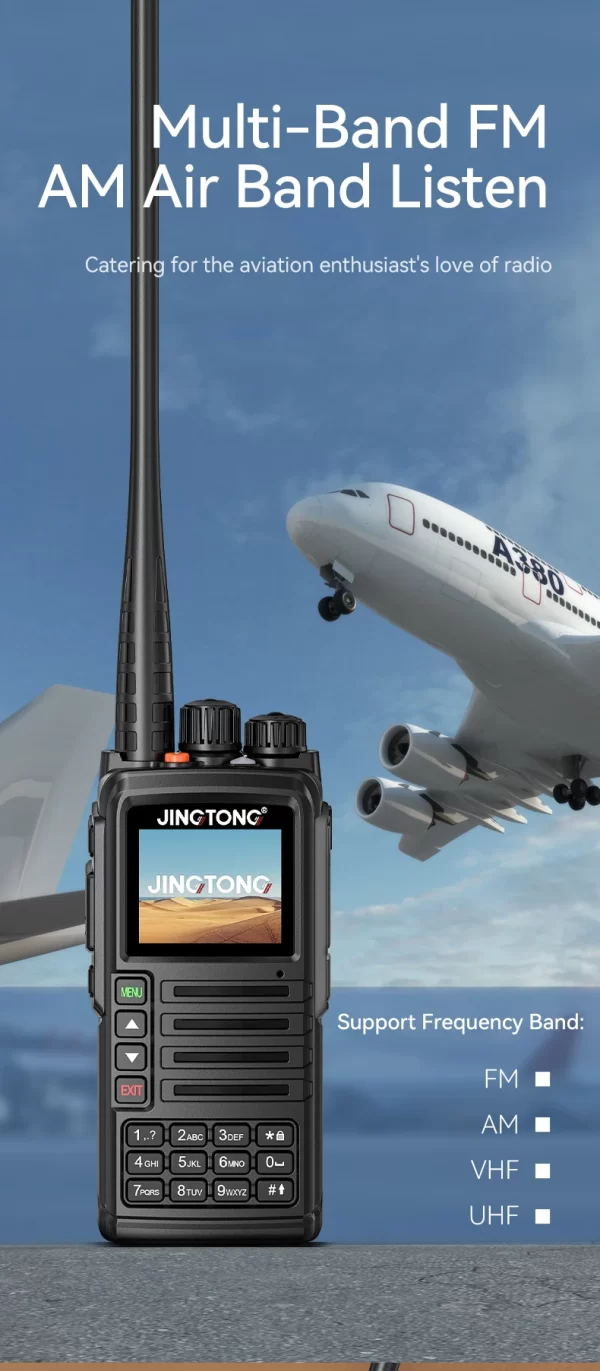 JINGTONG JT-7988 10W Full Band Ham Radio 256 Channel Air Band FM  for Off-Road Explore Freedom Self-driving