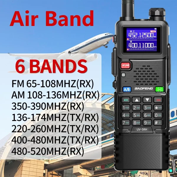 Baofeng UV-5RH PRO MAX Air Band 3800mAh Wireless Copy Frequency Multi Band Type-C for UV-5R Long Range Ham Radio - Image 3
