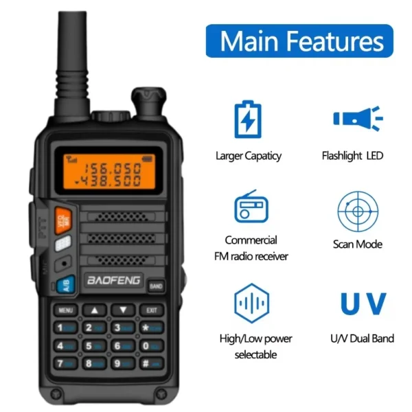 Baofeng UV-S9 Plus Waterproof Walkie Talkie 5W Powerful CB Radio Long Range Portable Two Way Radio for hunting travel - Image 2