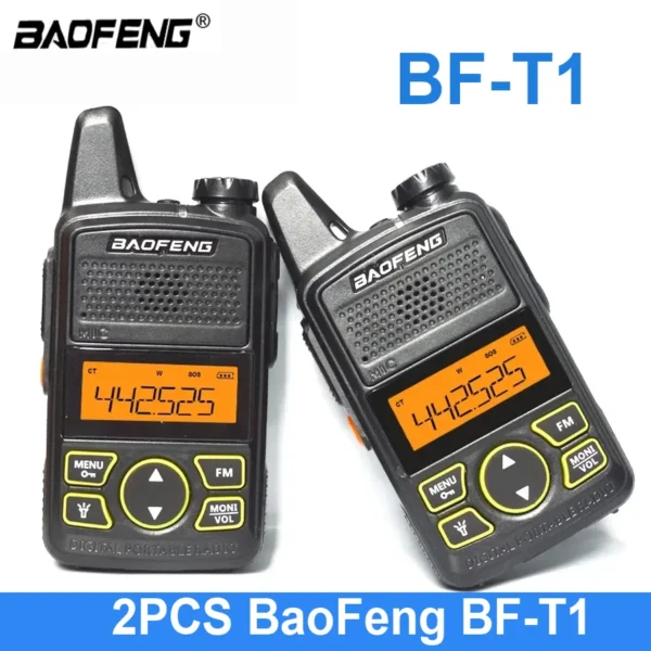 2Pcs/Set Original Baofeng BF-T1 Mini Walkie Talkie Fashion Handheld Two-way Radio Office Mall FM Radios Transceiver