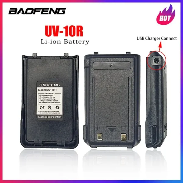 BAOFENG UV-10R Battery Can USB Charging High Capacity 4800mAh Long Standy For Walkie Talkie UV10R Radio Accessories