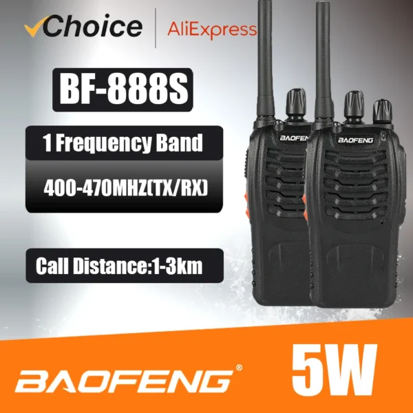 Baofeng 2pcs BF-888S Walkie Talkie UHF 400-470MHz Long Range Two Way Radios for Hunting Hotel Transceiver