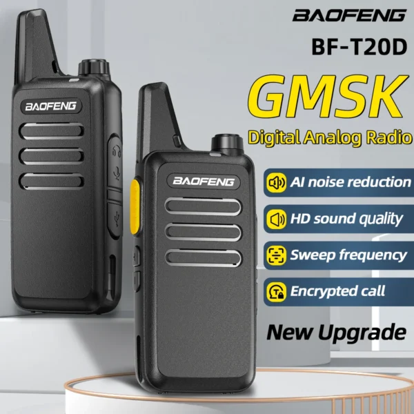 Baofeng BF-T20 D GMSK Walkie Talkie Portable Type-C Charging UHF Two Way Radio for Station Hotel Hunting