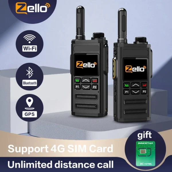 Zello Walkie Talkie 4g Sim Card WiFi Network Cell Phone Radio Long Range 100 Miles Professional POC Walkie Talkie gift SIM