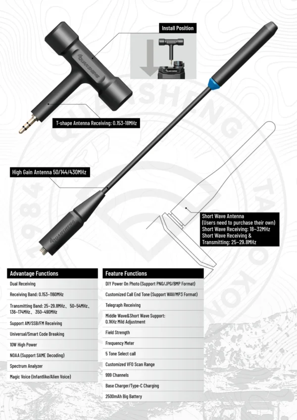 Quansheng TK11(5) Taiko kong 10w Two Way Radio VHF & UHF Dual Receiving AM FM Ham Dual Band Radio Magic Voice Interphone - Image 3