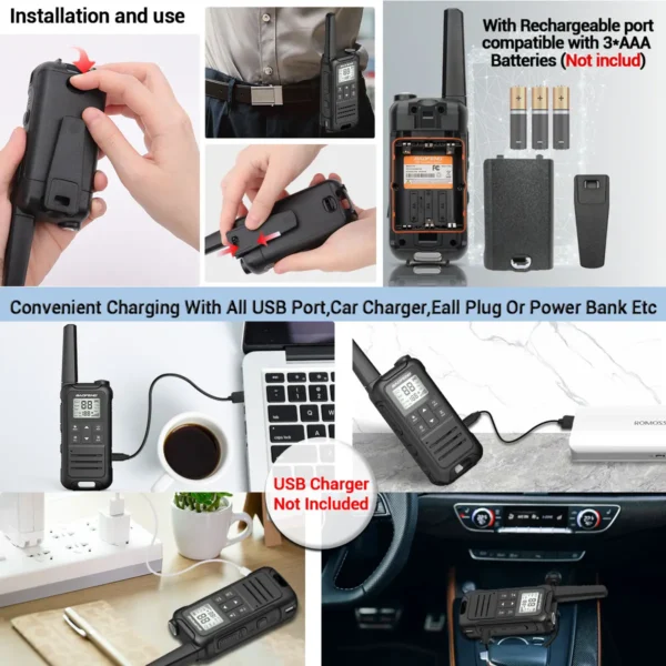 2pcs Baofeng F22 PMR FRS Mini Walkie Talkie Waterproof Type-C Licence-free NOAA Portable Two Way Ham Radio for Hunting - Image 3