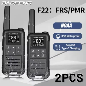 2pcs Baofeng F22 PMR FRS Mini Walkie Talkie Waterproof Type-C Licence-free NOAA Portable Two Way Ham Radio for Hunting