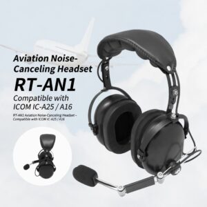 Stainless Steel Adjustable Boom Mic Aviation Headphone RT-AN1 Noise Canceling Compatible with ICOM IC-A25 A16 Earpiece