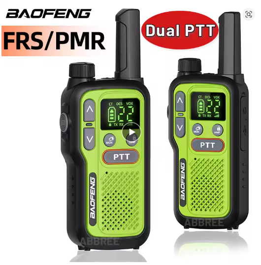 2-Pack Baofeng BF-T18 Mini Long Range Two-Way Radios, Dual PTT Type-C Rechargeable Walkie Talkie Full Kit