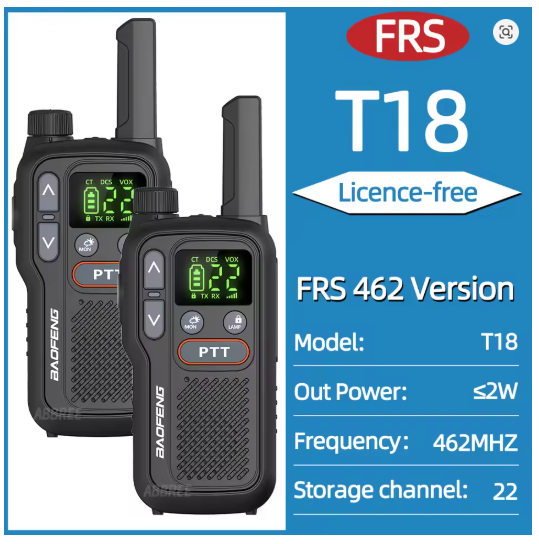 2-Pack Baofeng BF-T18 Mini Long Range Two-Way Radios, Dual PTT Type-C Rechargeable Walkie Talkie Full Kit - Image 7