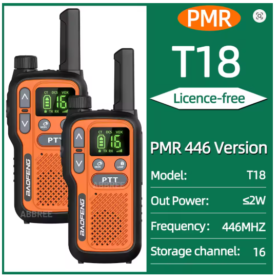 2-Pack Baofeng BF-T18 Mini Long Range Two-Way Radios, Dual PTT Type-C Rechargeable Walkie Talkie Full Kit - Image 6