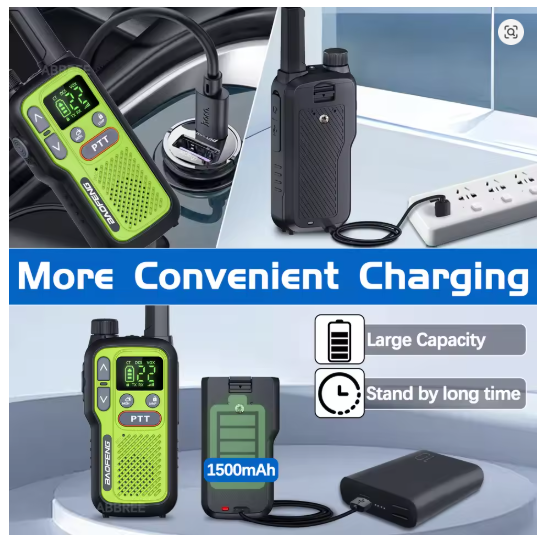 2-Pack Baofeng BF-T18 Mini Long Range Two-Way Radios, Dual PTT Type-C Rechargeable Walkie Talkie Full Kit - Image 3