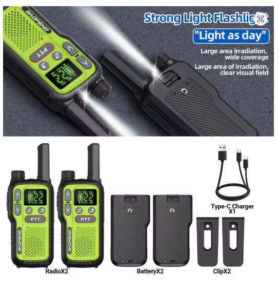 2-Pack Baofeng BF-T18 Mini Long Range Two-Way Radios, Dual PTT Type-C Rechargeable Walkie Talkie Full Kit - Image 5