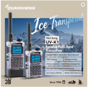 Quansheng UV-K1 Mini Kong Transparent Color Multi-band Walkie Talkie 2MB Memory AM/FM NOAA Ham Two Way Radio Full Band Receiving